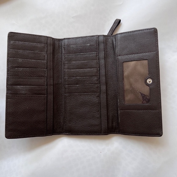 Kenneth Cole Reaction Wallet Tri Fold Brown 14 Card Slots DL Bills Zip Coin Comp - Picture 6 of 6